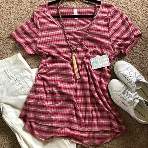 NWT LuLaRoe Pink White Stripe Classic T XL